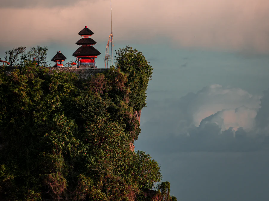 Balinese temple on a forested cliff
