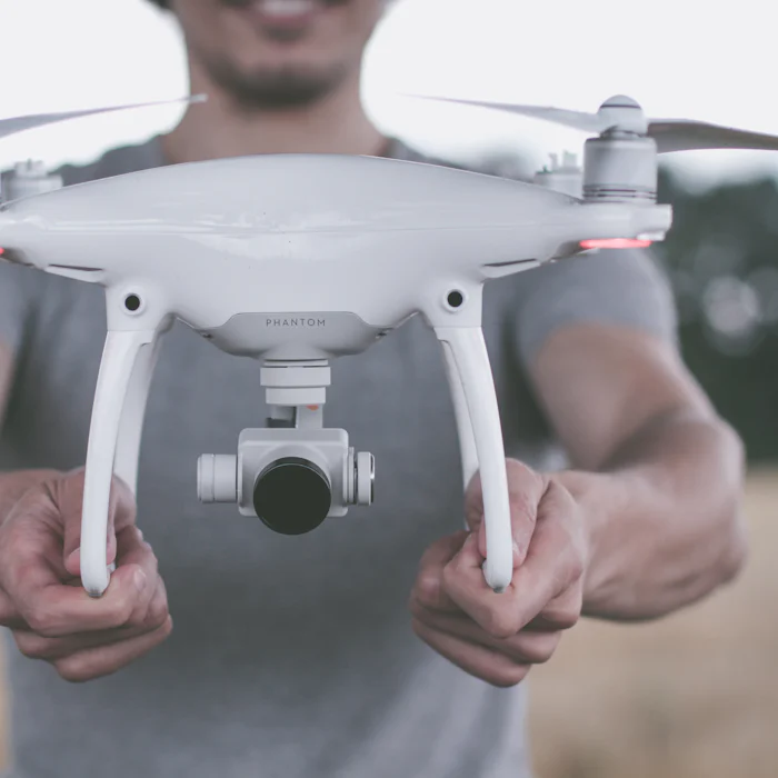Camera drone prepared for a commercial shoot