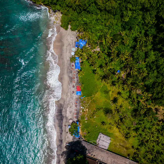 Aerial view of a Bali beach used for events
