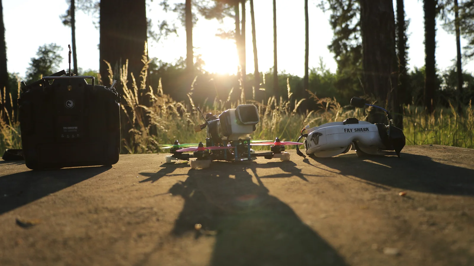 FPV drone with its controller and video goggles, used for cinematography near Bali airport zones